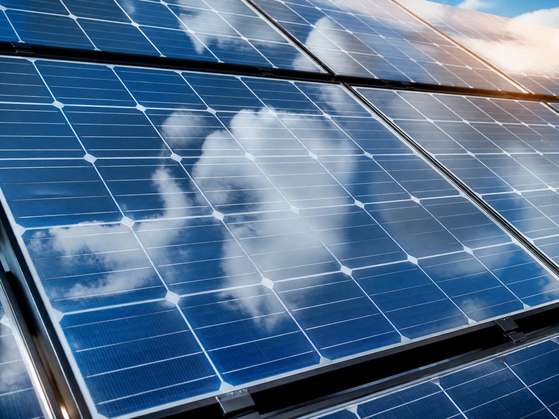 Detalhe de painéis fotovoltaicos